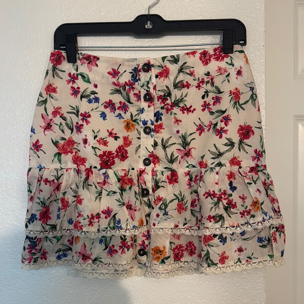 Lover and Friends Floral Button-Front Skirt